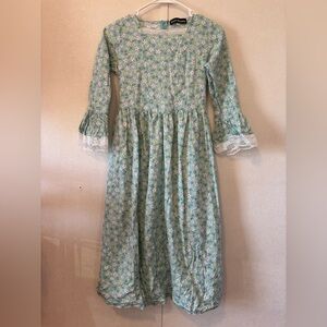 Scarlet Darkness | Floral Long Sleeve Dress with Lace Trim | Size 11/12Y